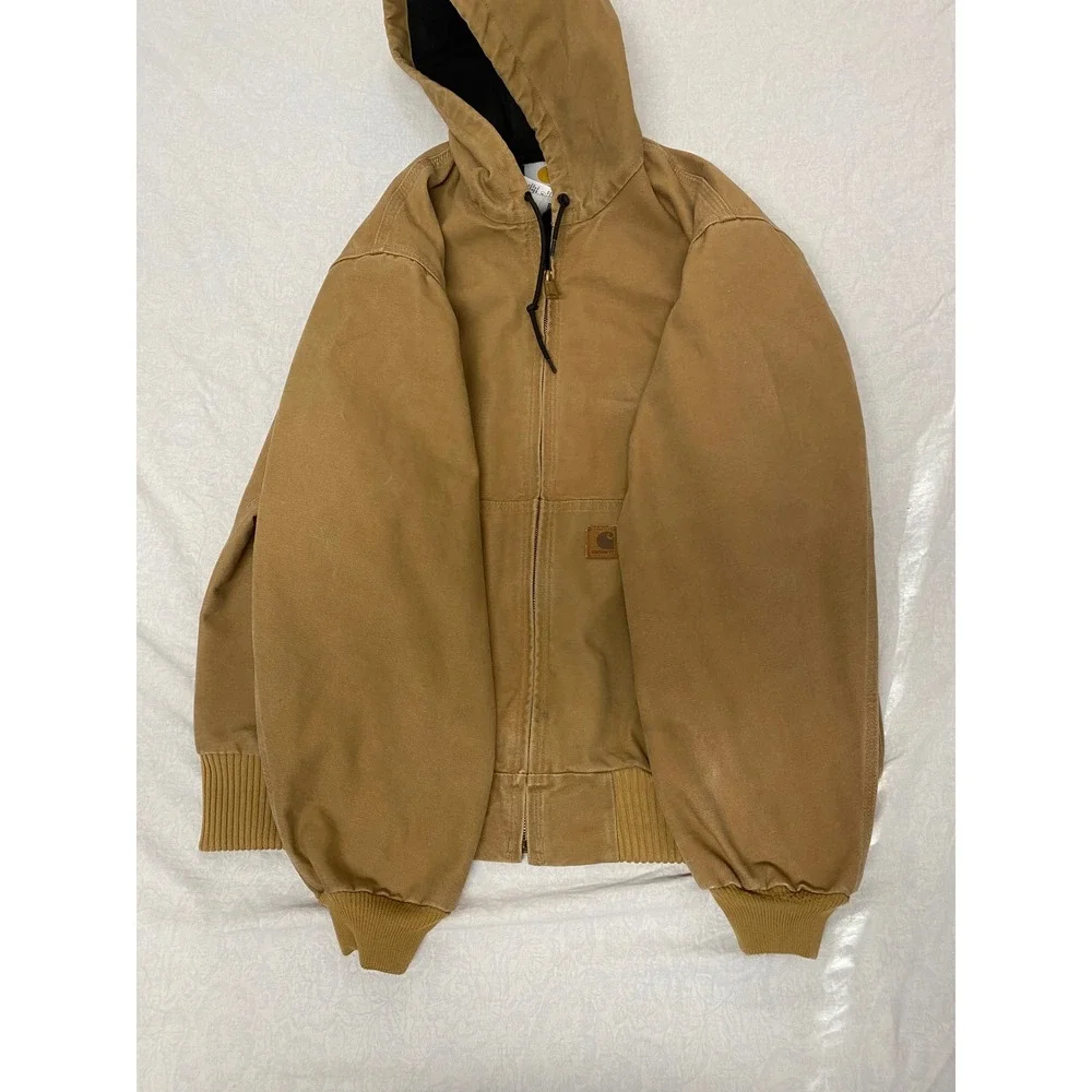 Carhartt J140 USA Duck Active Jacket Hooded Thermal Lined Brown XL Regular
